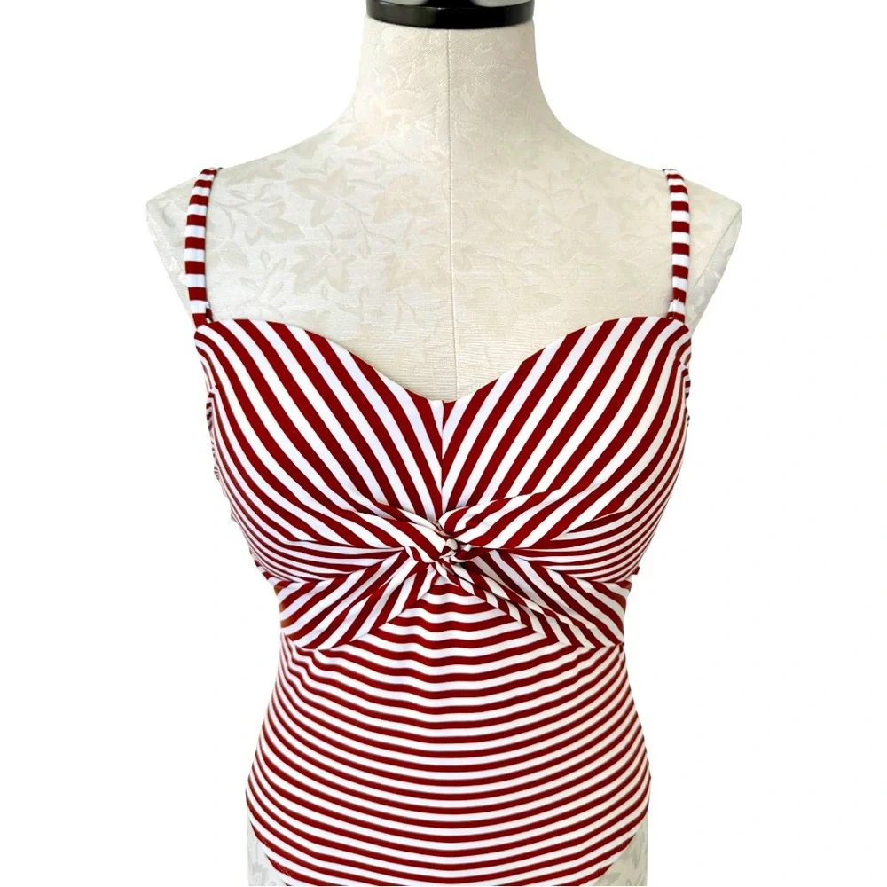 Kona Sol One Piece Striped Twist  Swim Suit Size Medium - Picture 3 of 12